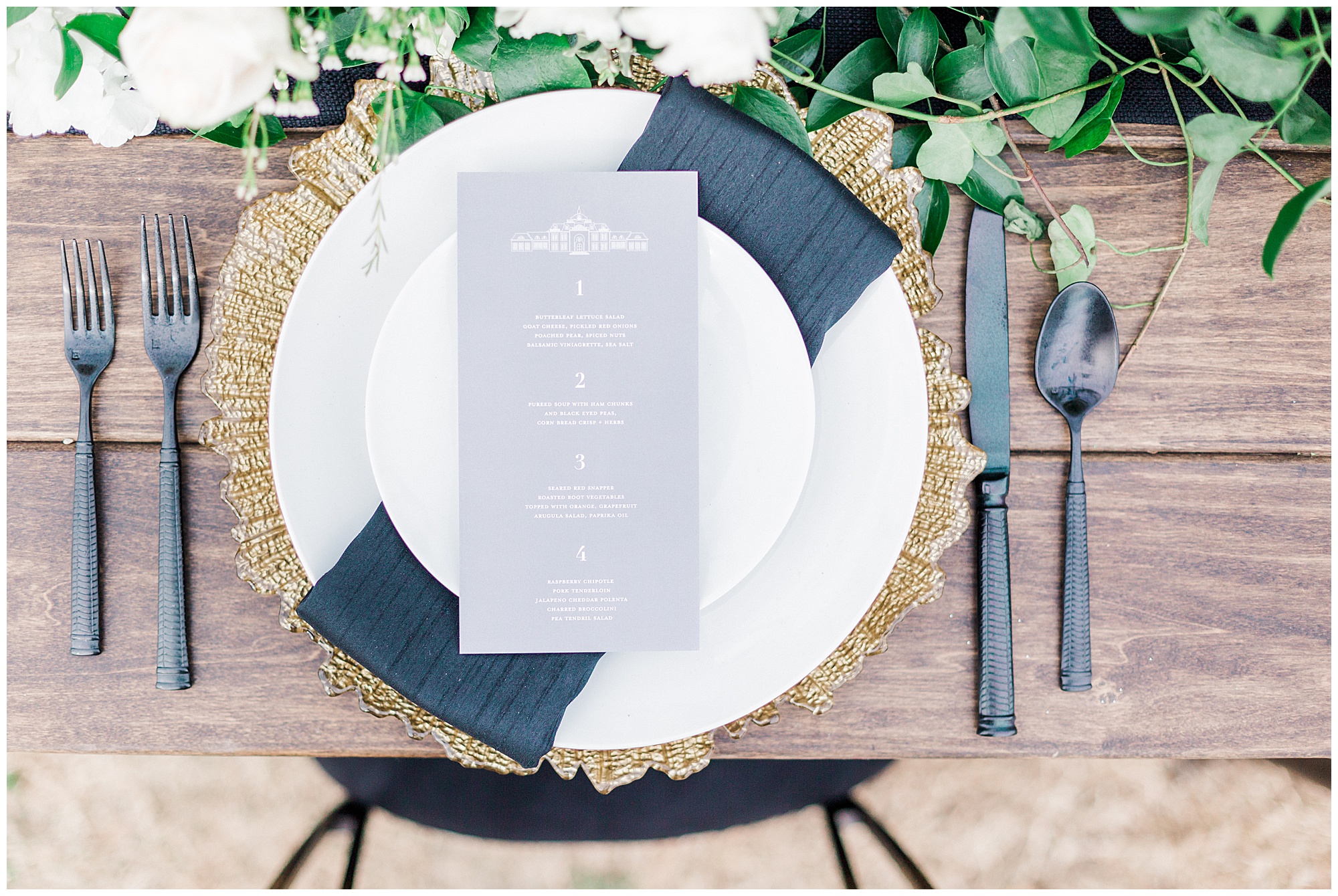 Black and White place setting