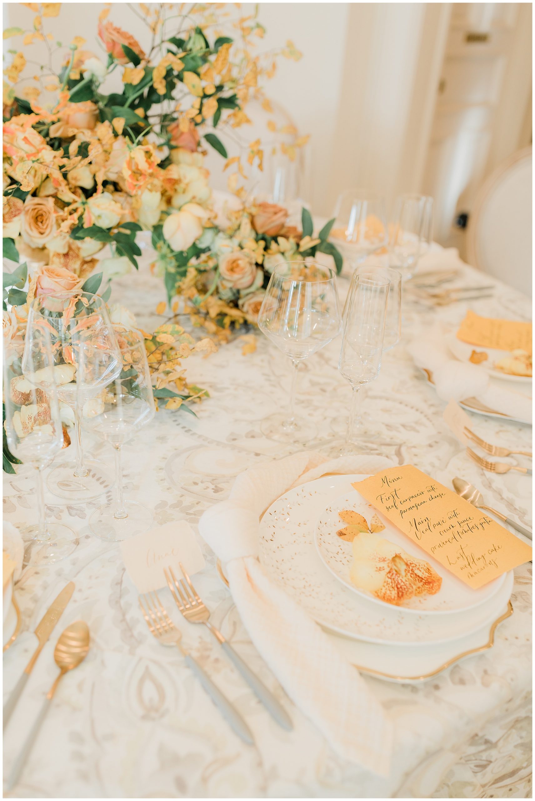 yellow florals wedding details