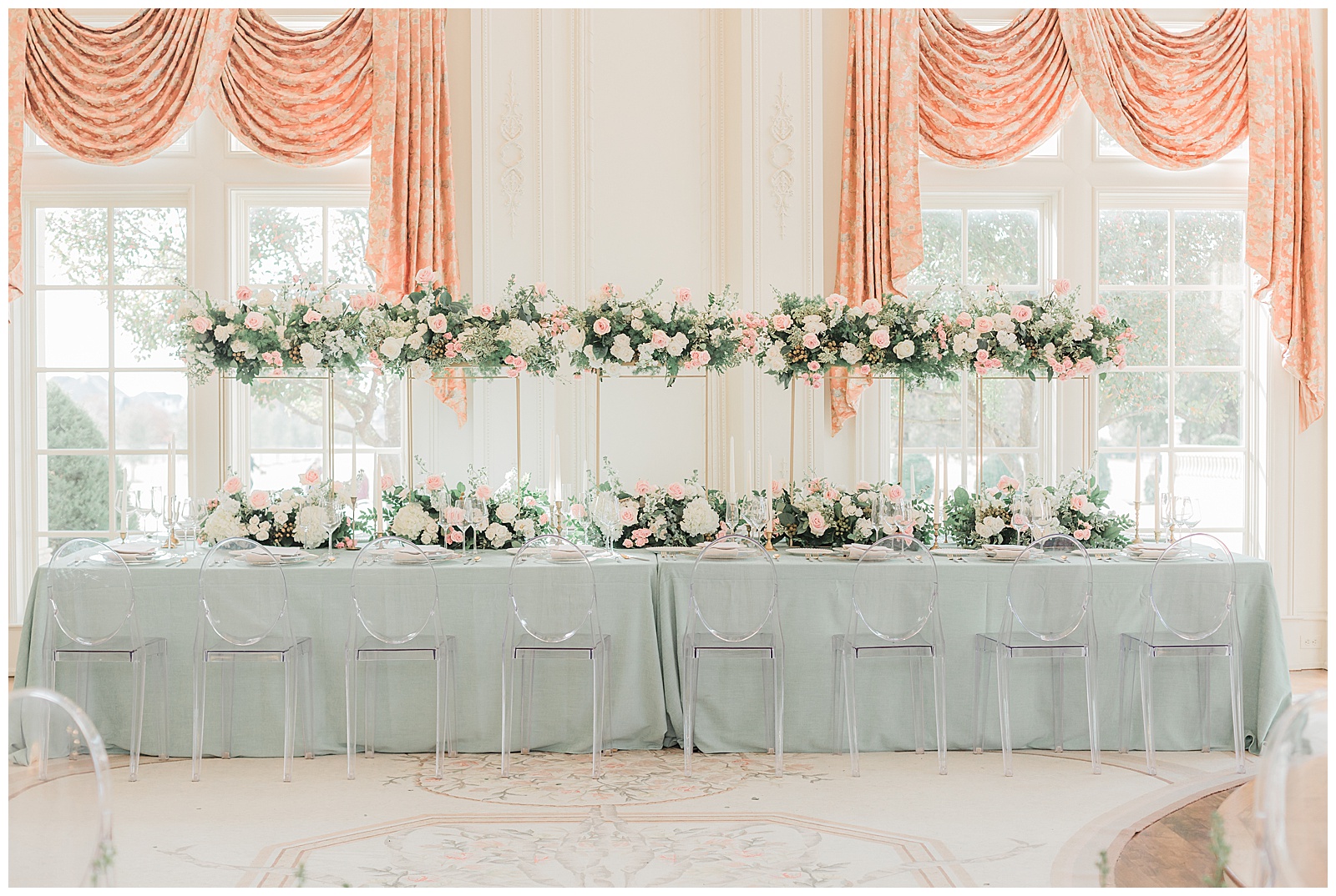 Green and Neutral Tablescape at The Olana in Dallas, TX