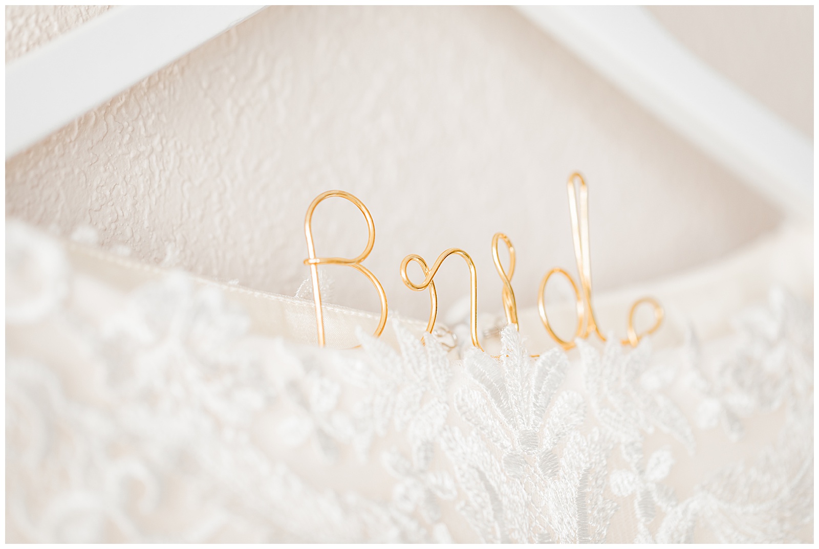 Modest wedding dress on white Bride hanger