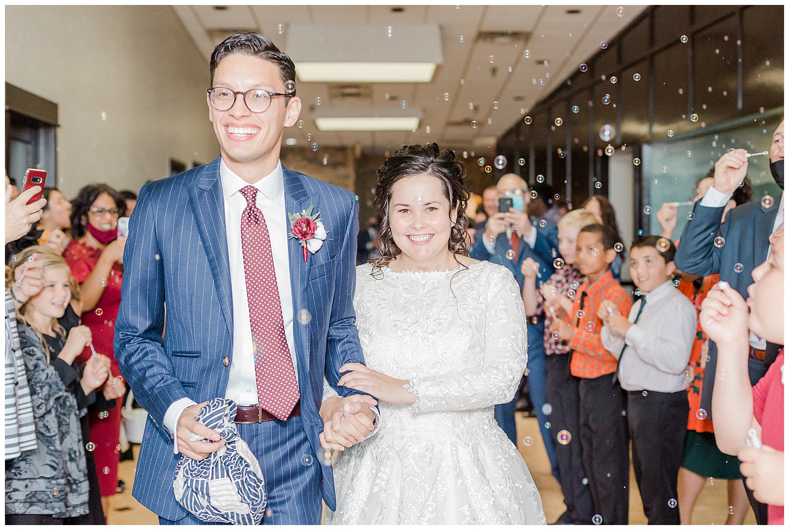 Bride and groom bubble exit reception