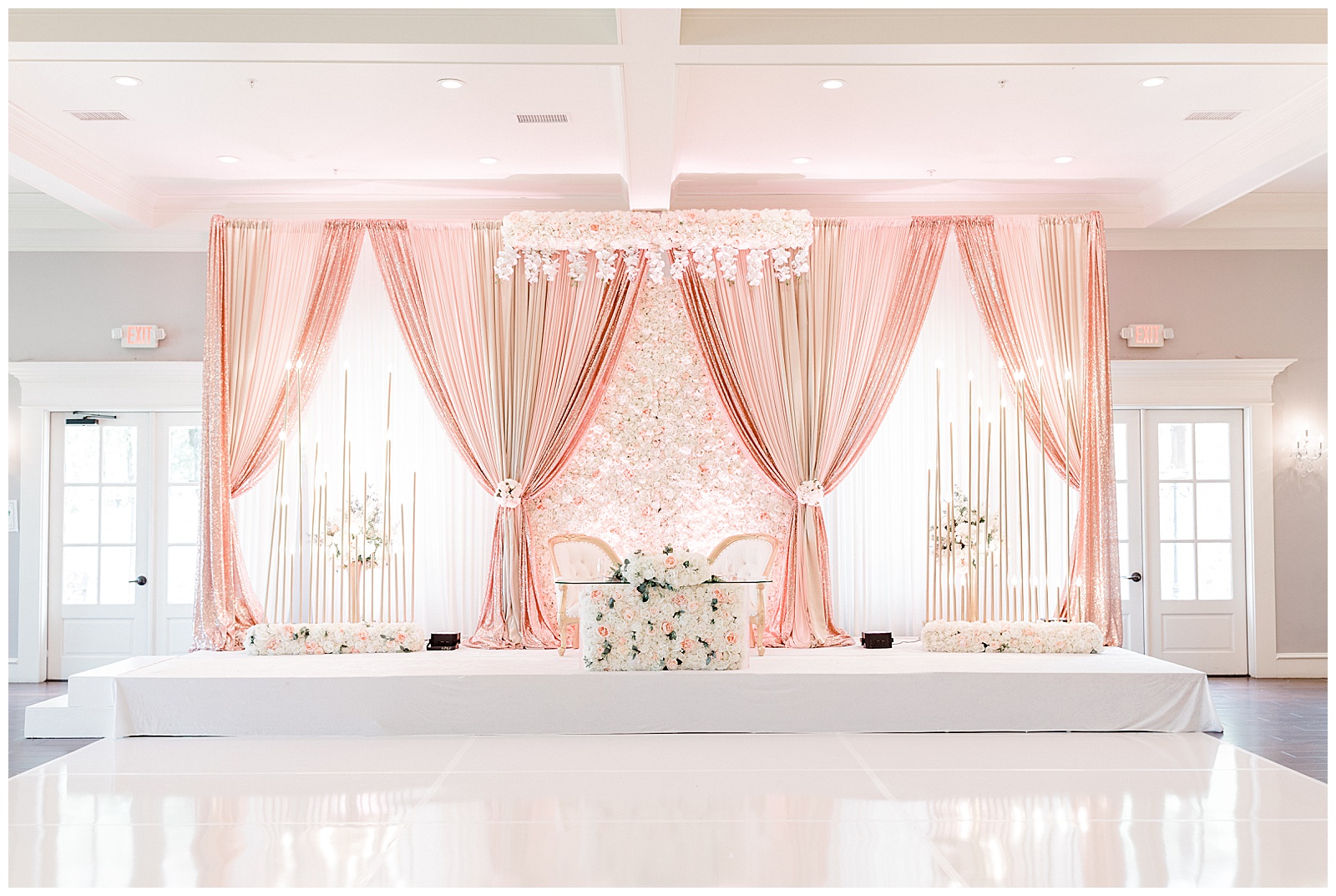 Pink Floral wall reception decoration