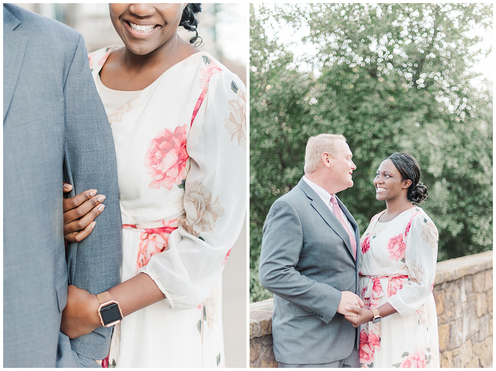 Couple looking at each other during engagement session