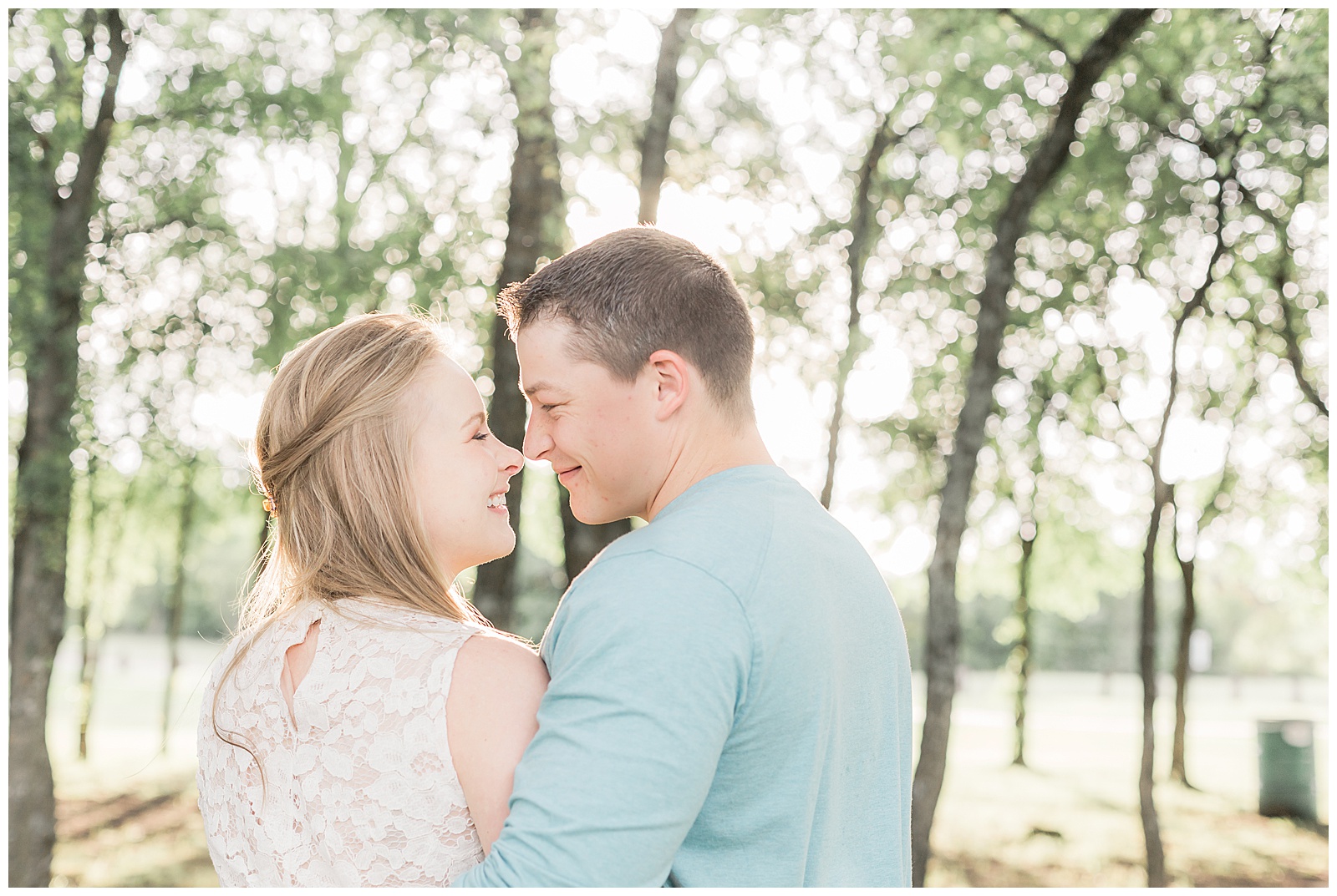 Couple smiling at each other at Sherman engagement session