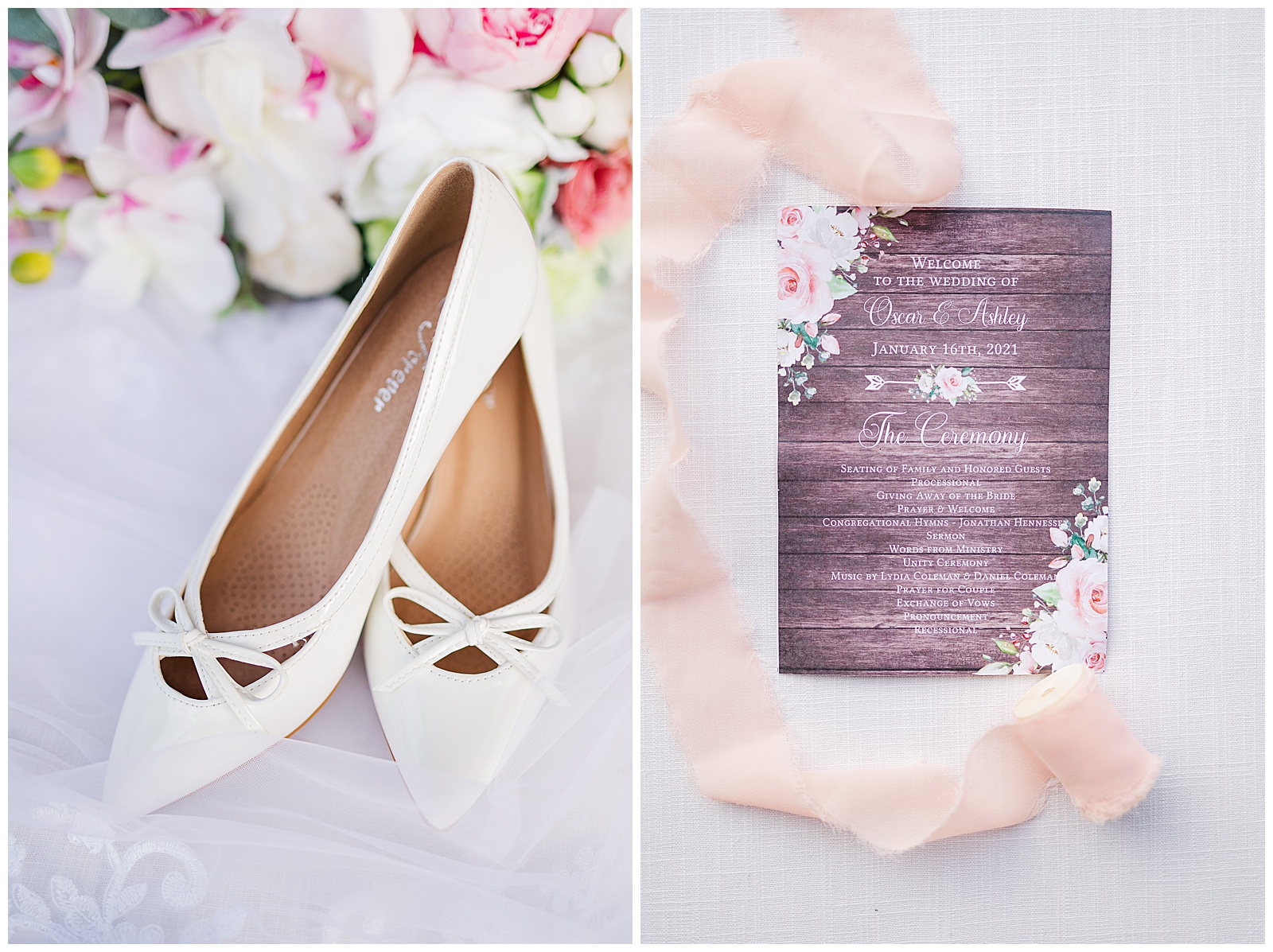 Simple low heel bridal shoes