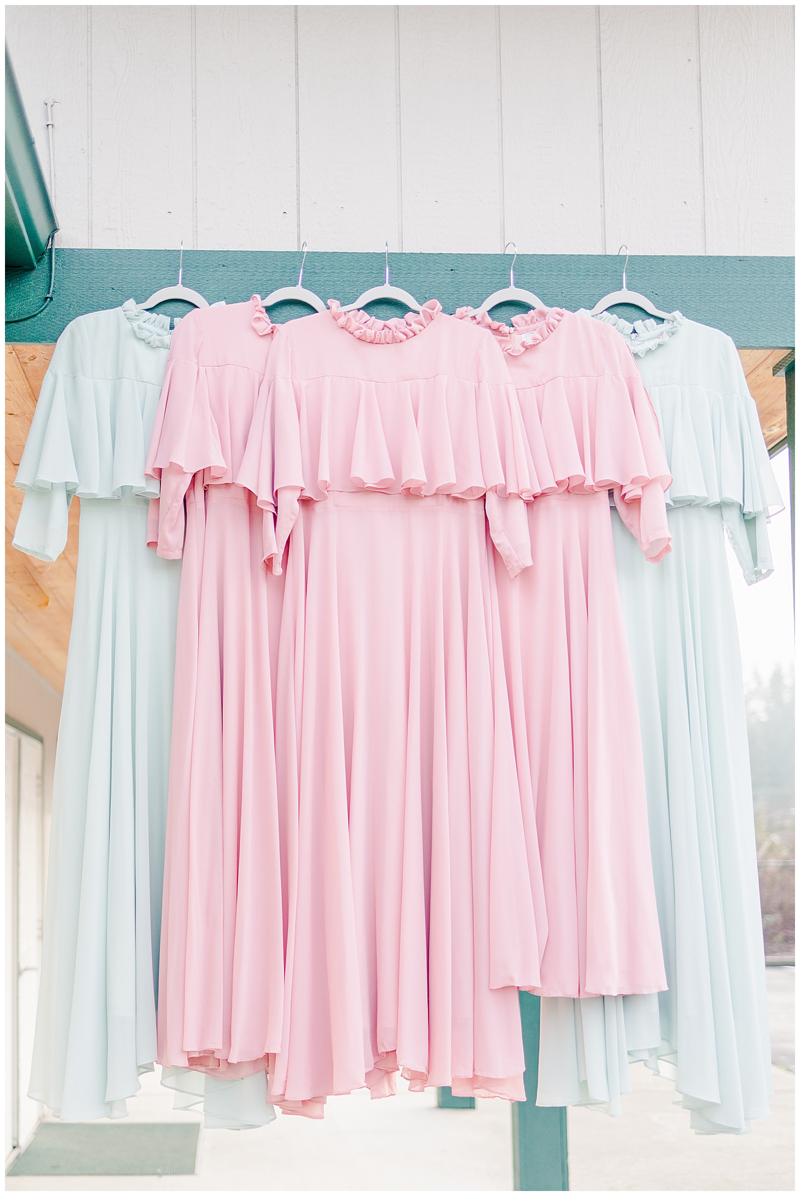 Teal and Pink Bridesmaid dresses