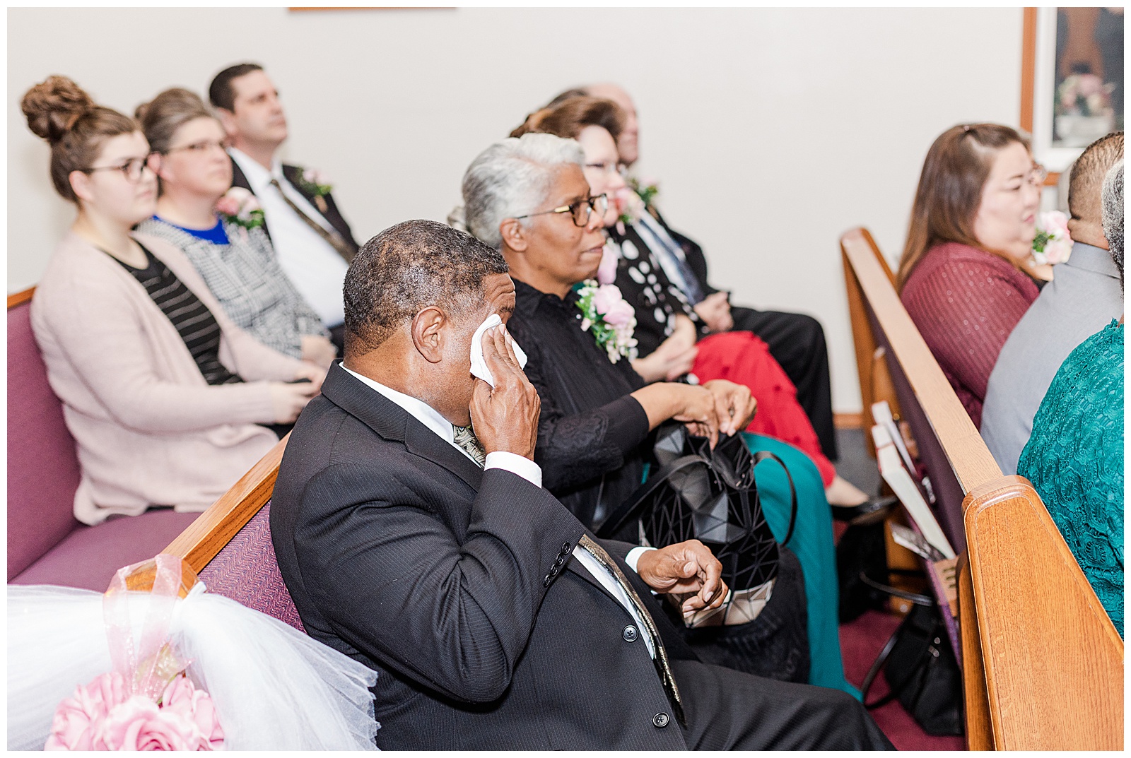 Guests emotional during Seattle Apostolic wedding ceremony
