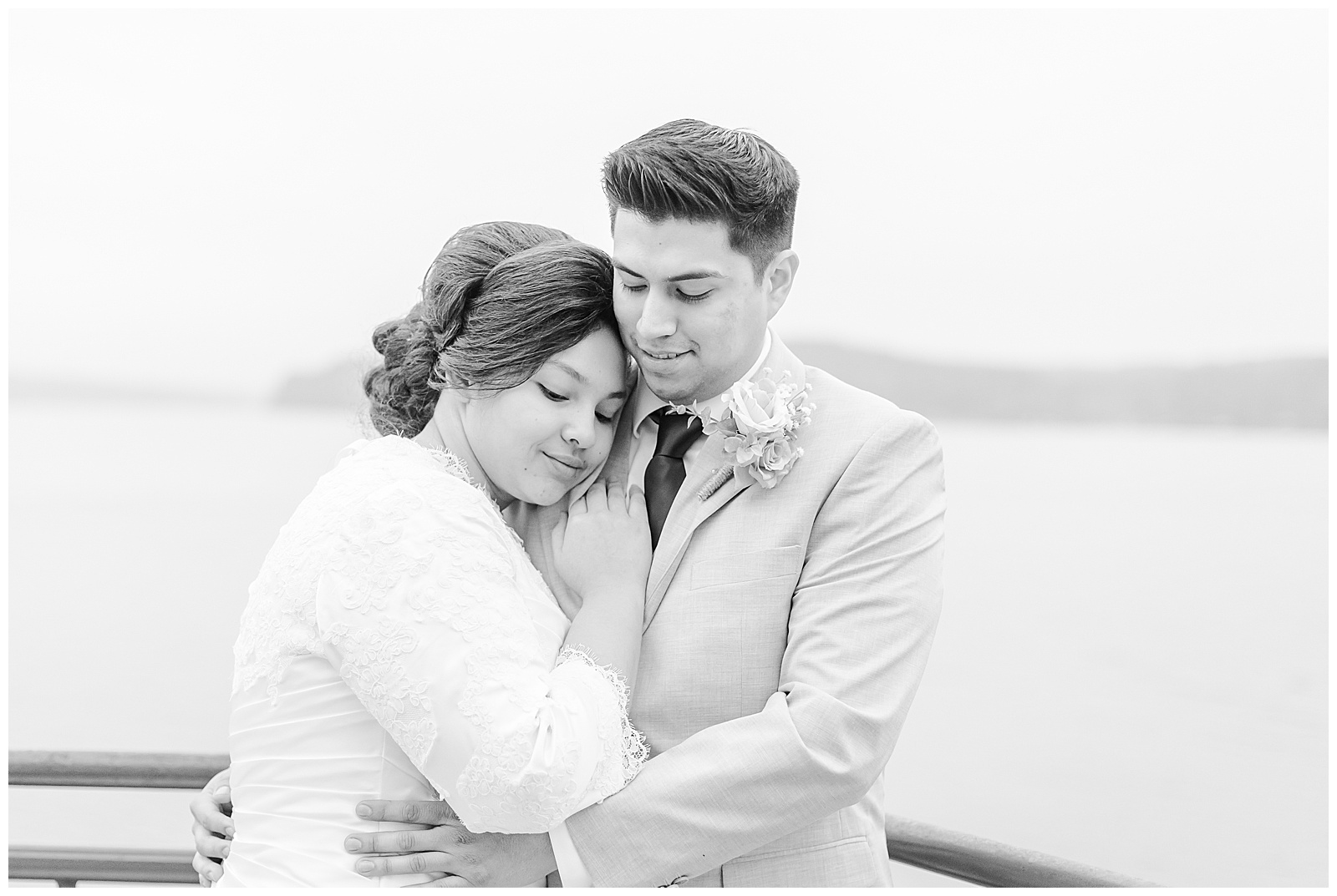 Bride and groom portraits on Tacoma Point Defiance Ferry