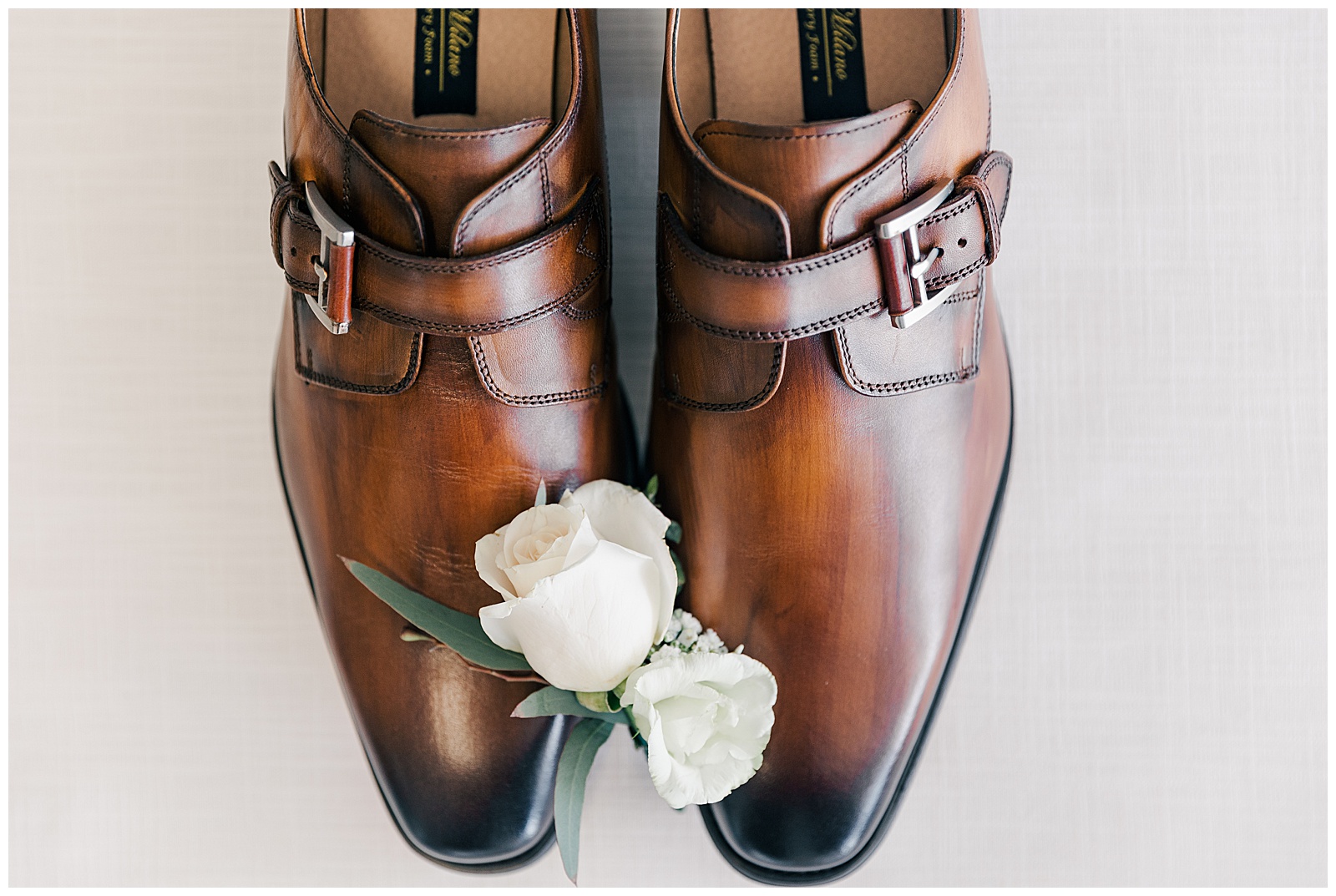 groom shoes and boutonniere